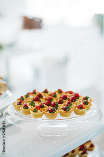 Mini Tarts, Tartolet or Tartlets with cream and fresh fruit