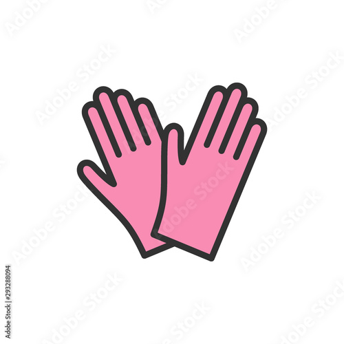 Wallpaper Mural Vector protective rubber gloves flat color line icon. Torontodigital.ca