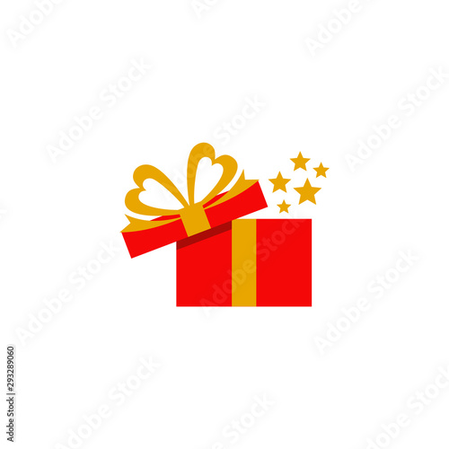 Gift box present logo design vector template