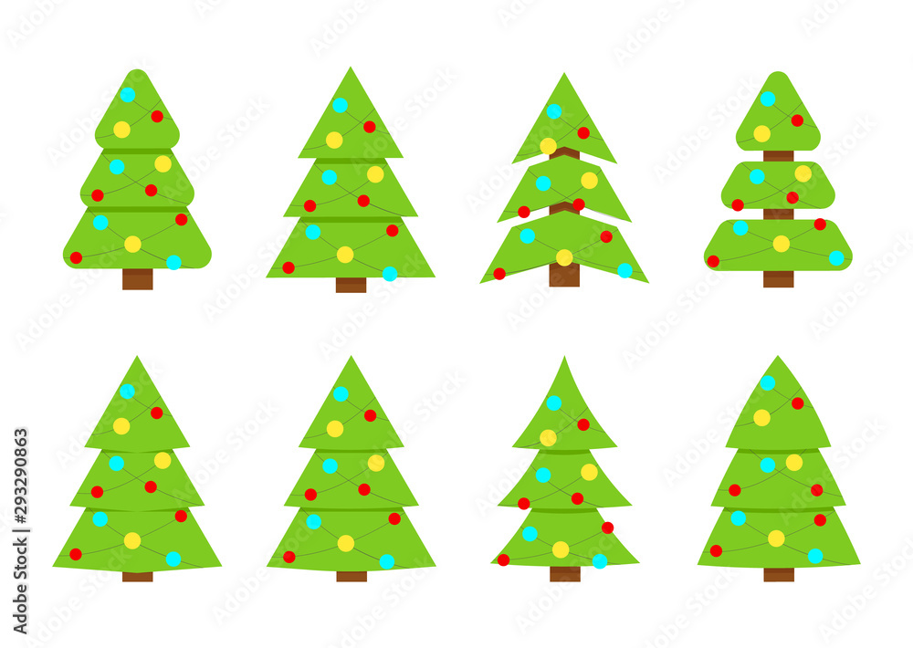 Obraz premium Winter collection of Christmas trees.