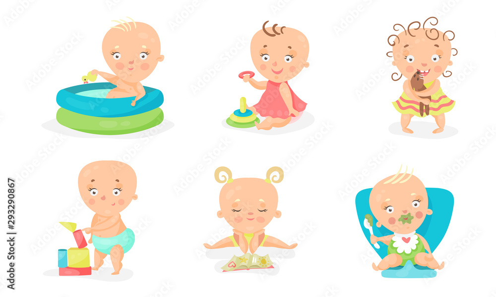 Set Of Vector Illustrations With Baby Children Different Occupations Set Of Vector Illustrations With Baby Children Different Occupations