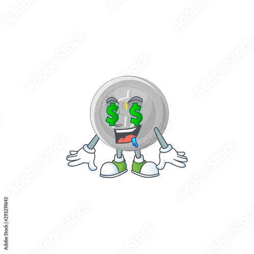 Money eye silver coin cartoon character with mascot