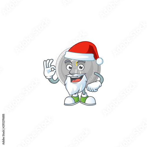 Santa silver coin cartoon character with mascot