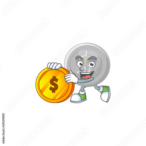 Bring coin silver coin cartoon character with mascot