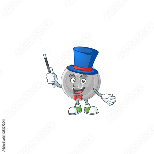 Magician silver coin cartoon character with mascot