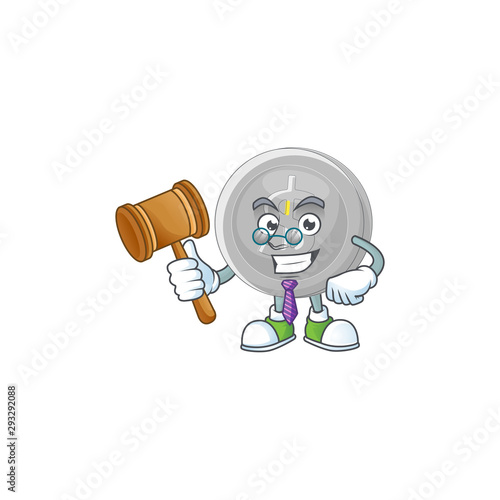 Judge silver coin cartoon character with mascot