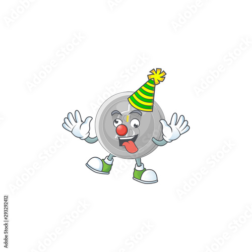 Clown silver coin cartoon character with mascot
