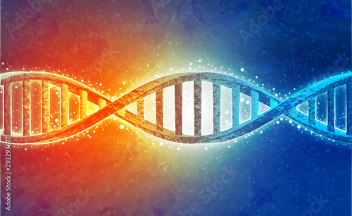 DNA strands on science background. 3d illusation