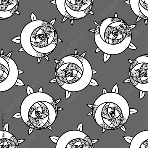 Geometric rose flower. Seamless Pattern. Art deco style inspired.