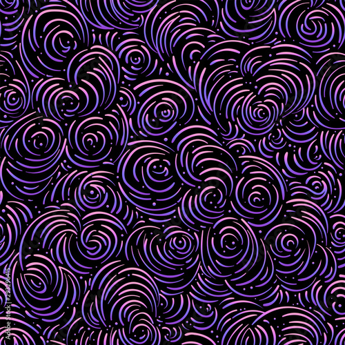 Curly clouds seamless pattern. Abstract background. Vector endless backdrop a...