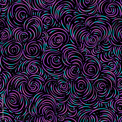 Curly clouds seamless pattern. Abstract background. Vector endless backdrop a...