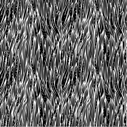Seamless black and white grass vector patterned background