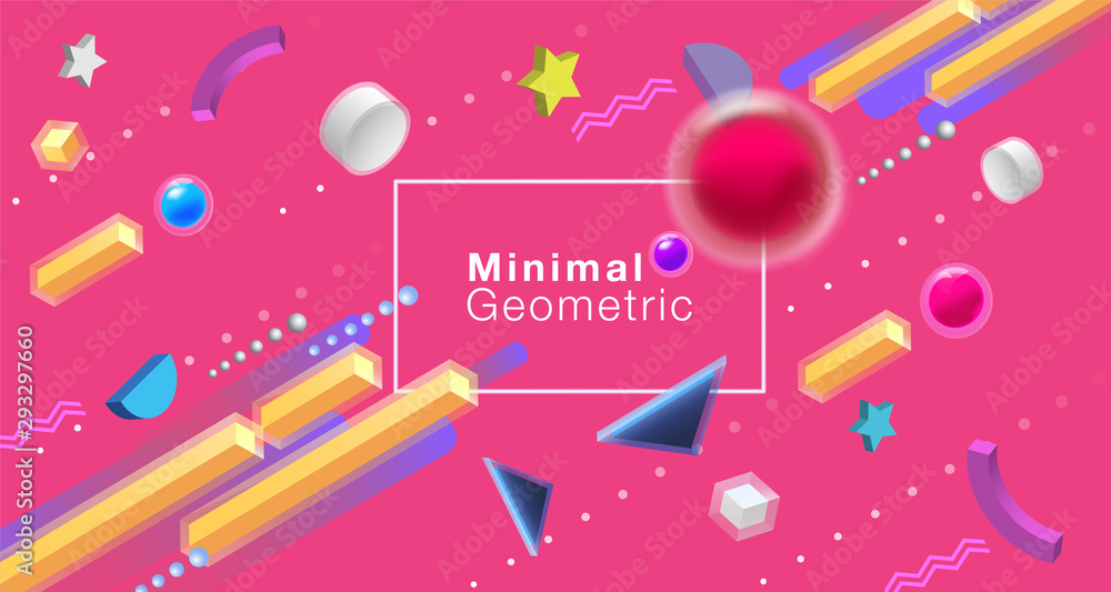 Minimal geometric 3d background. Applicable for Cover, Banners, Placards, Posters, Flyers etc. Vector design minimal template.