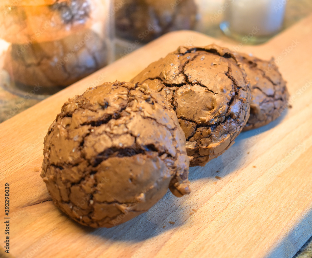 Fototapeta premium Chocolate Brownie Cookies Fresh Homemade