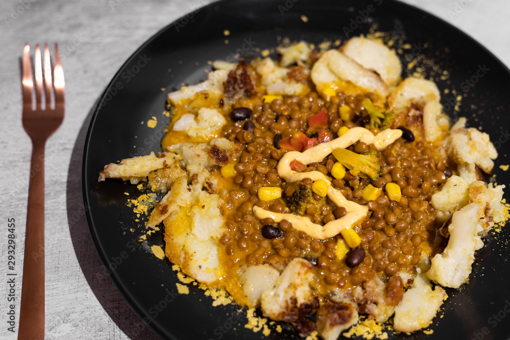lentils and potatoes dish with mixed veggies lentils and potatoes dish with mixed veggies