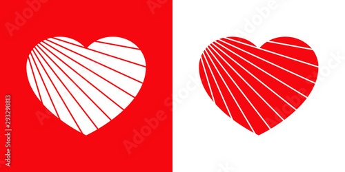 Logotipo con corazón con líneas diagonales en rojo y blanco