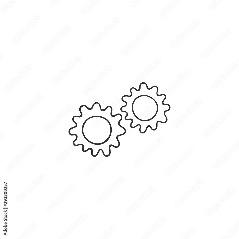 Vector hand drawn icon. Gears silhouette, clever mechanism concept. Housekeeping and home repairs theme.