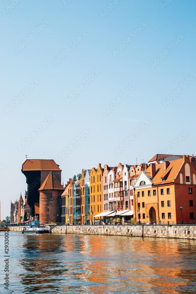 Medieval port Crane and old town in Gdansk, Poland