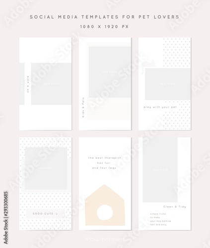 Vector set of stories templates. Social media identity for pets related businesses.