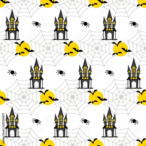 Seamless pattern. Castle, moon