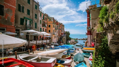 Time Lapse - Scenic Riomaggiore  of Cinque Terre in Italy - 4K
