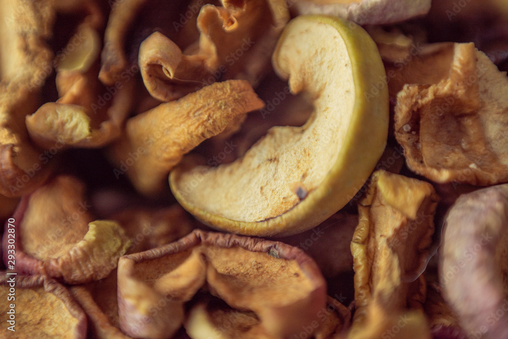 healthy food: dry apples close up in soft focus healthy food: dry apples close up in soft focus