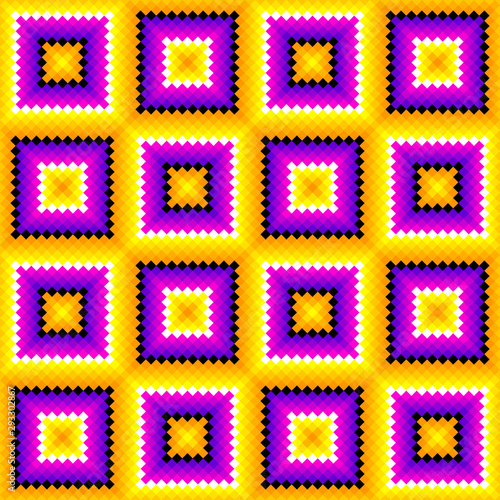Yellow and purple wrapping paper. Optical illusion of movement. Seamless pattern.