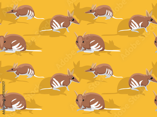 Cute Eastern Barred Bandicoot Cartoon Seamless Background Wallpaper