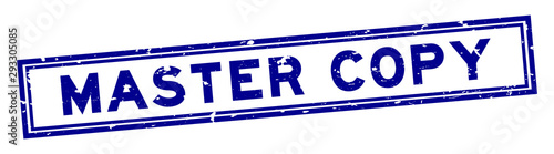 Grunge blue master copy word rubber seal stamp on white background
