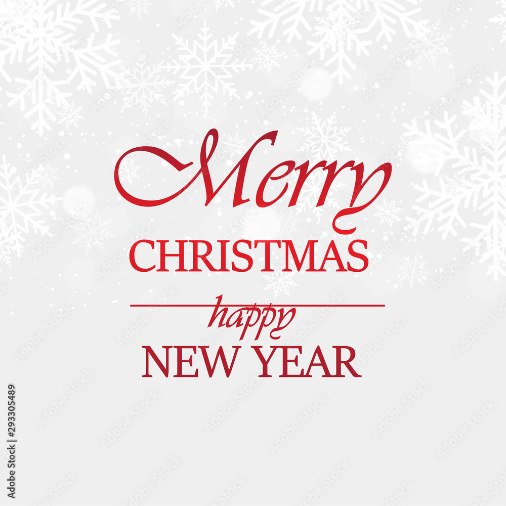 Happy New Year or Merry Christmas card with snow. Vector