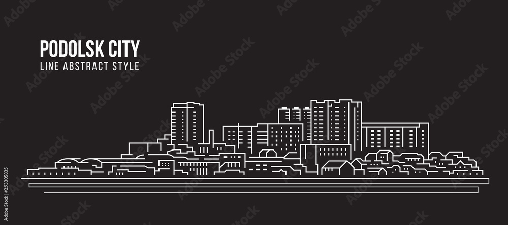 Cityscape Building panorama Line art Vector Illustration design - Podolsk city