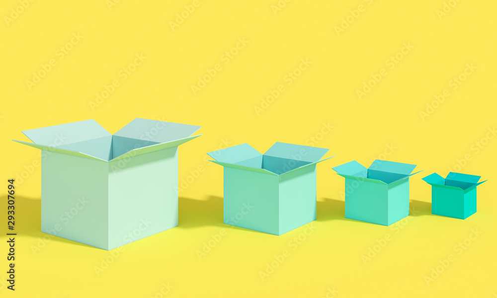 Fototapeta premium several empty open boxes of different sizes