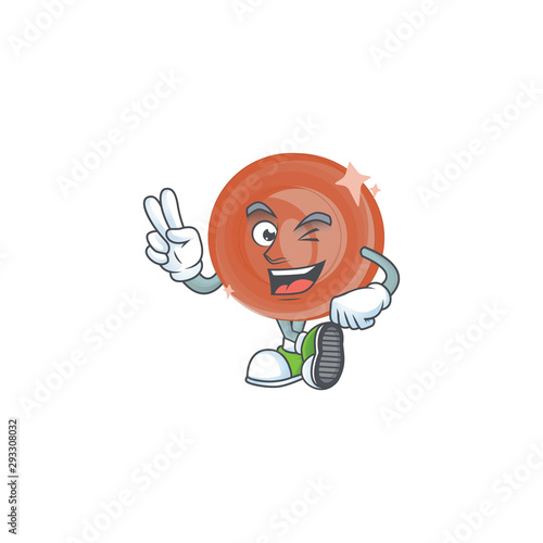 Two finger bronze coin cartoon character with mascot