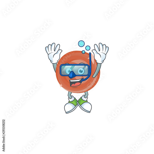 Diving bronze coin cartoon character with mascot