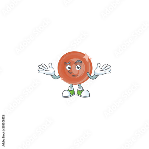 Grinning bronze coin cartoon character with mascot