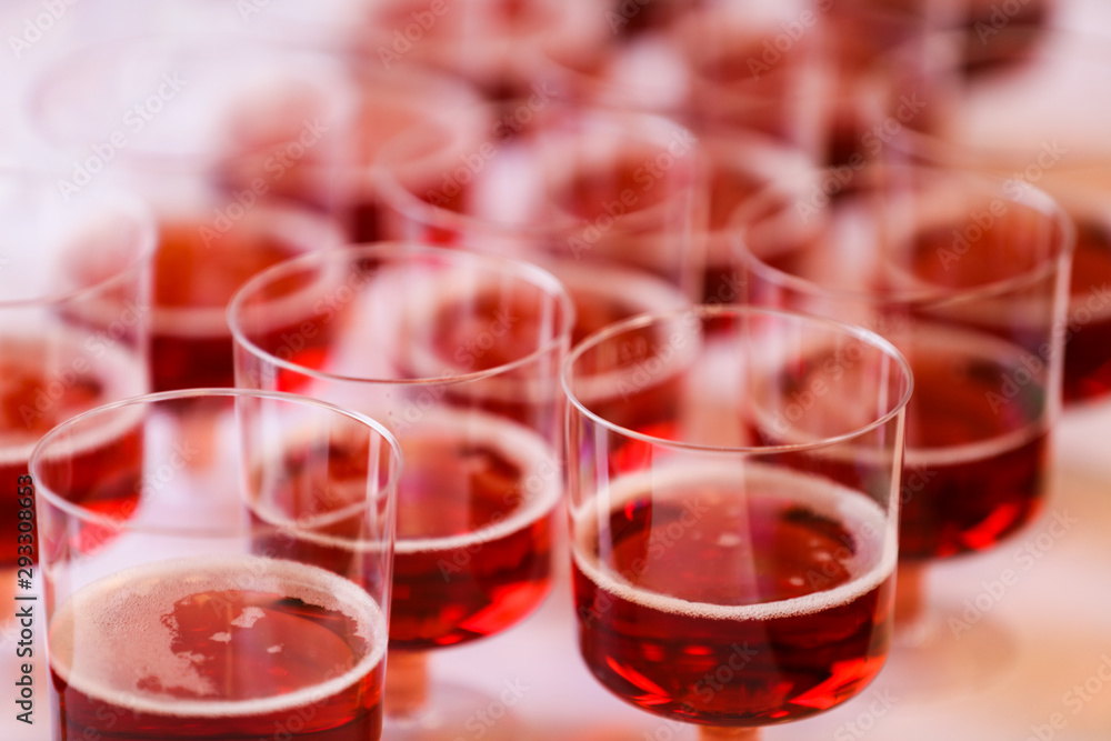 Sparkling wine in plastic glasses Sparkling wine in plastic glasses