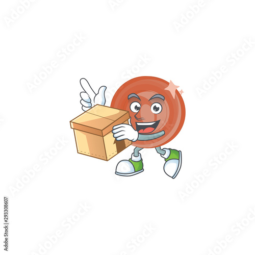 With box bronze coin cartoon character with mascot