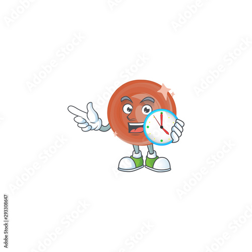 With clock bronze coin cartoon character with mascot