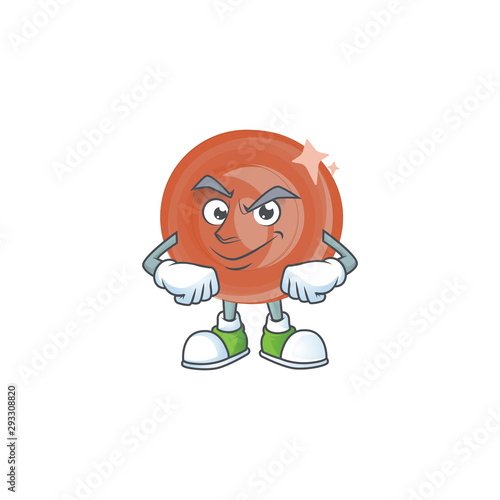 Smirking bronze coin cartoon character with mascot