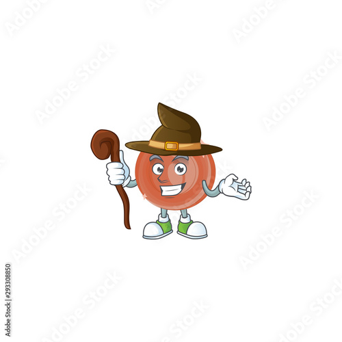 Witch bronze coin cartoon on white background