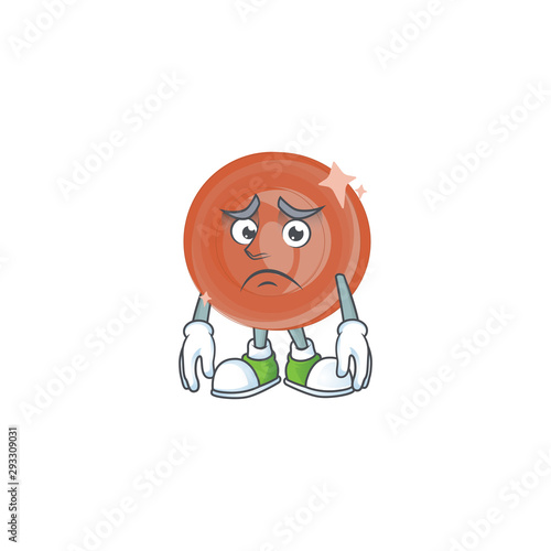 Afraid bronze coin cartoon on white background