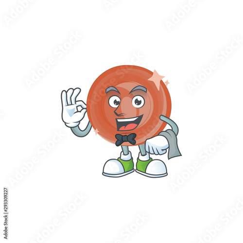 Waiter bronze coin cartoon on white background