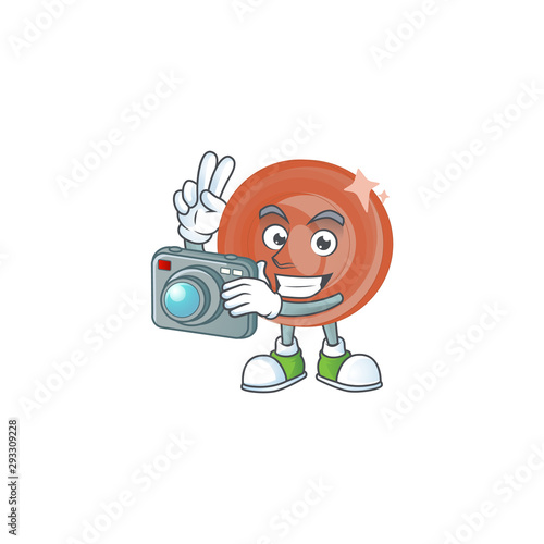 Photographer bronze coin cartoon on white background