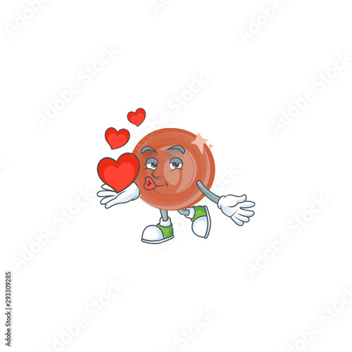 With heart bronze coin cartoon on white background