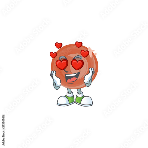 In love bronze coin cartoon on white background