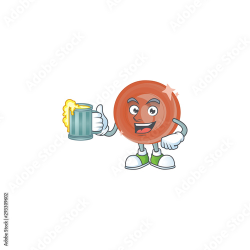 With juice bronze coin cartoon on white background