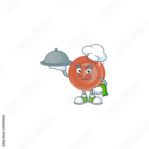 Chef with food bronze coin cartoon on white background