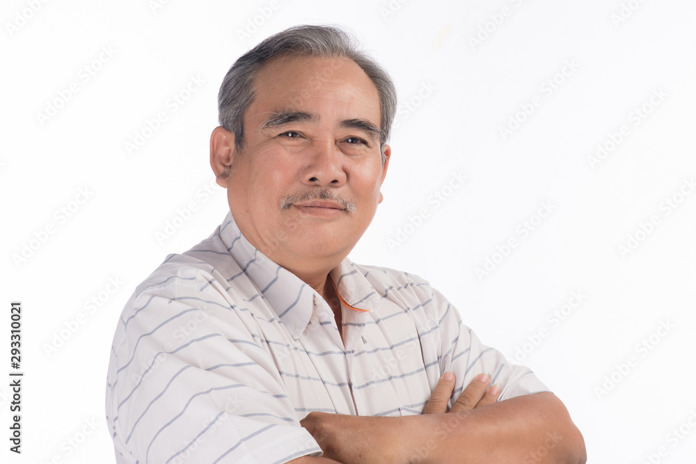 Portrait of a happy asian senior man smiling isolated on white Portrait of a happy asian senior man smiling isolated on white