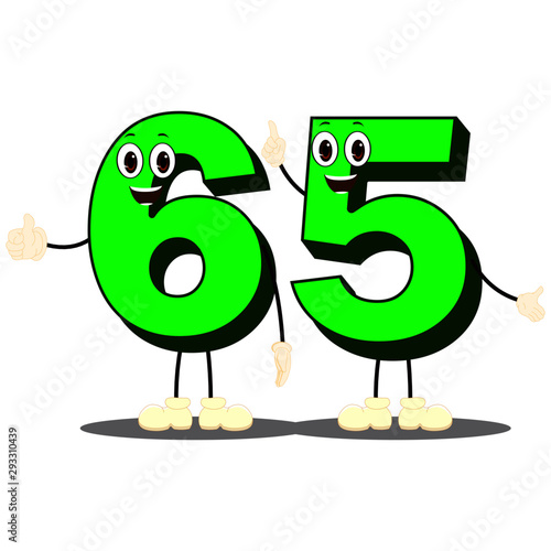 Number Sixty Five - Cartoon Vector Image