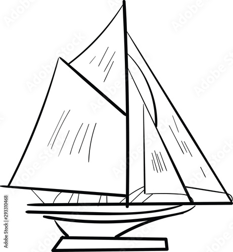 Ancient Sail Boat Line Art Vector Silhouette